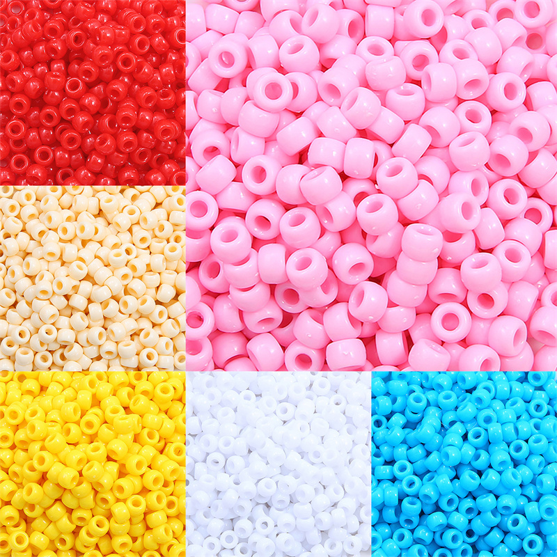 100Pcs Acrylic Pony Beads 9x6mm Bulk Plastic Large Hole Decorative Beads For DIY Friendship Bracelet Jewelry Making Braids