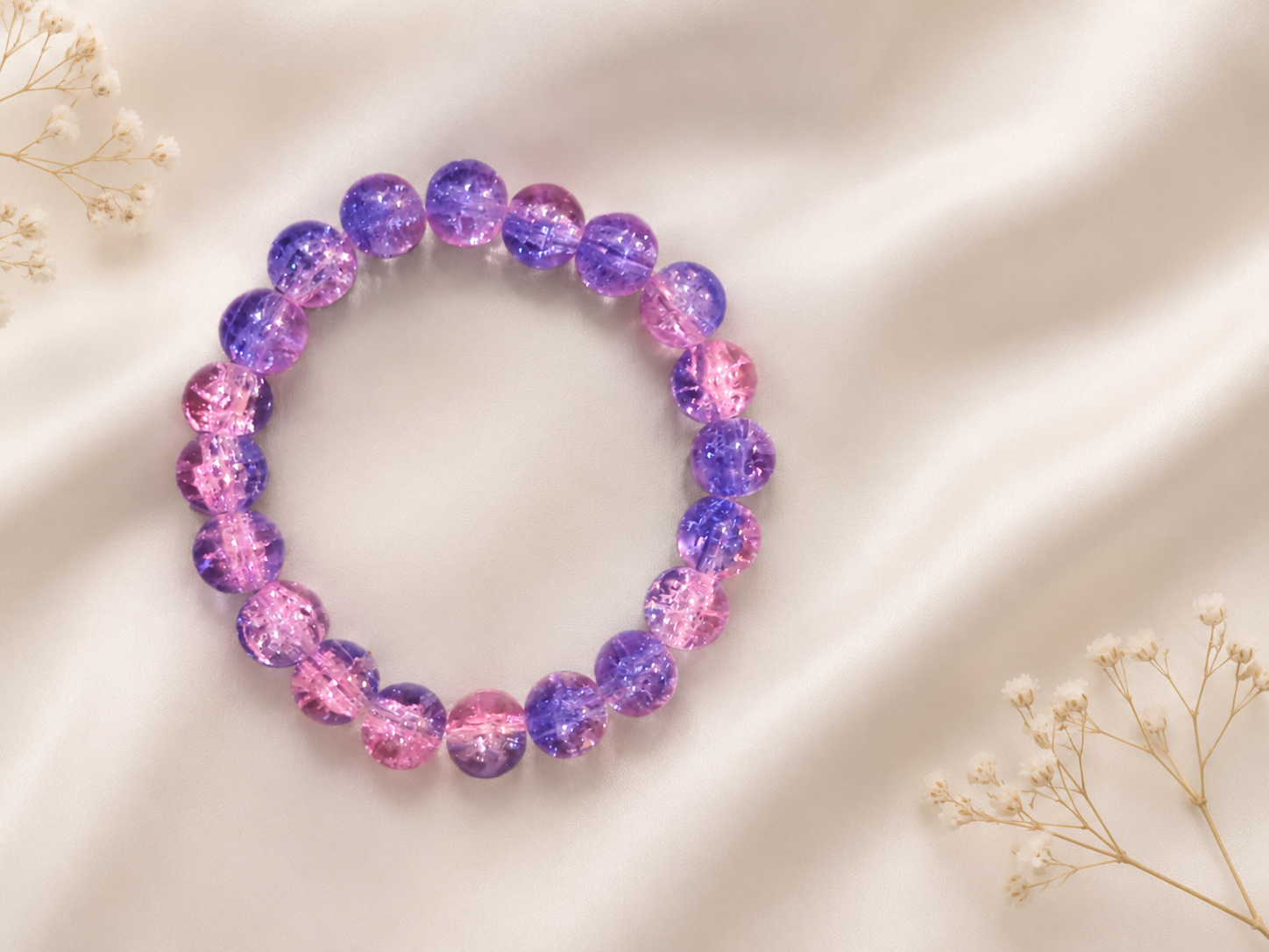 Elegant Purple Pink Crystal Beads Bracelet for Women – Stretch Handmade Fashion Jewelry