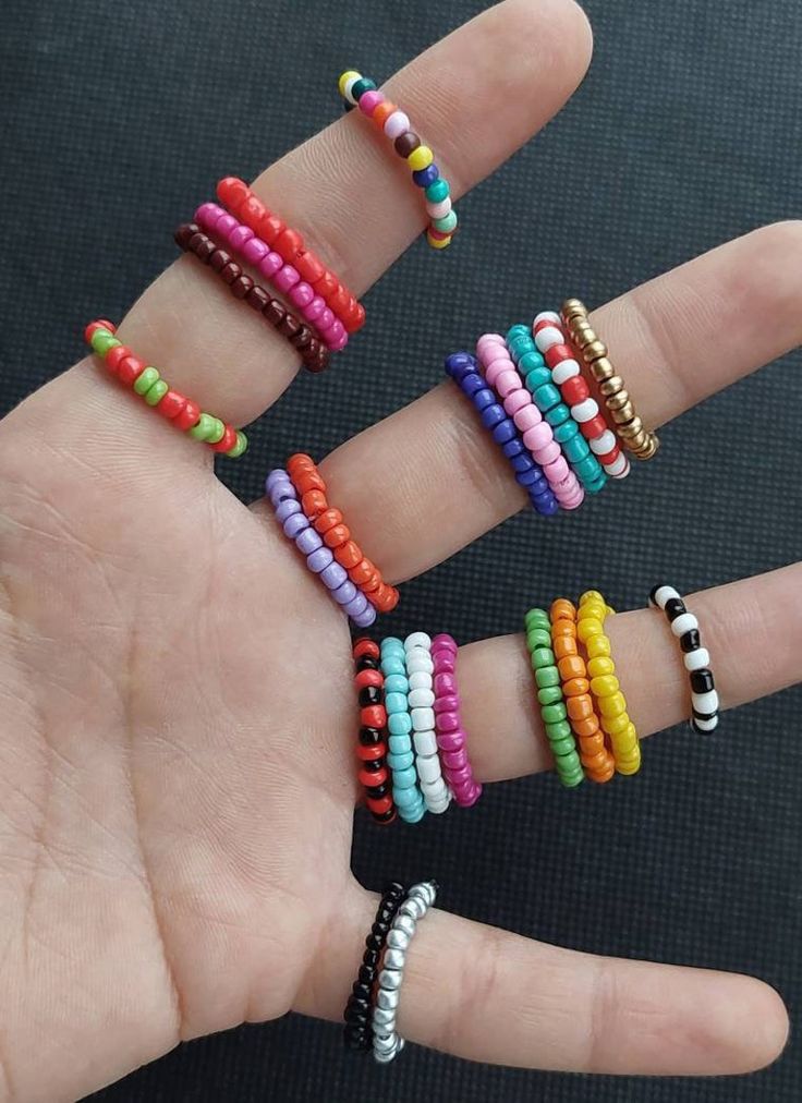 3 piece beads rings stretchable handmade