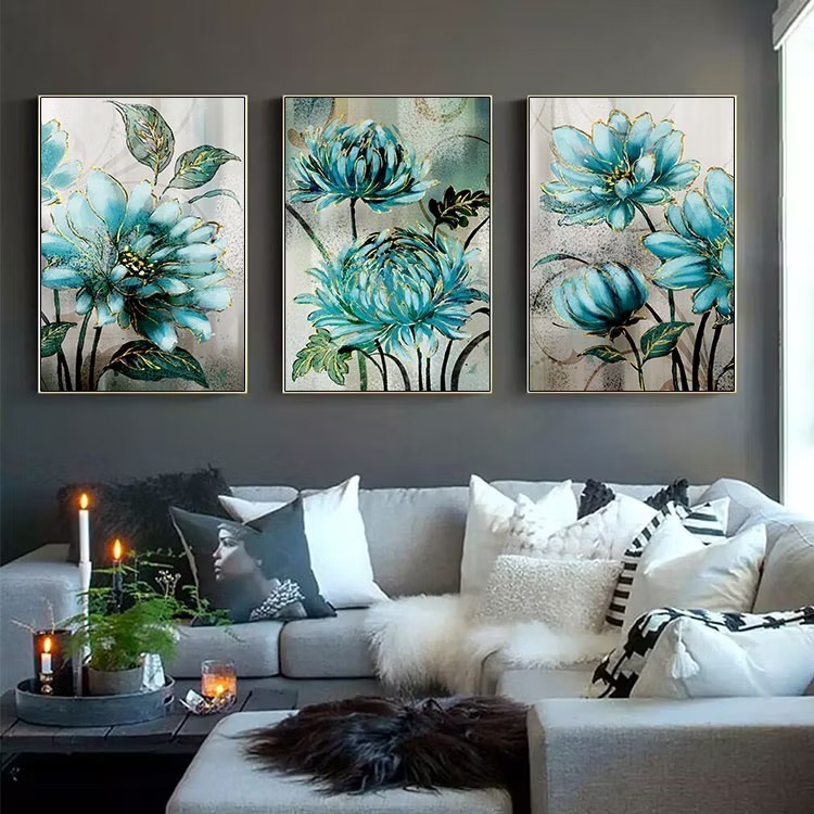 Set of 3 Floral Pattern Wall Art