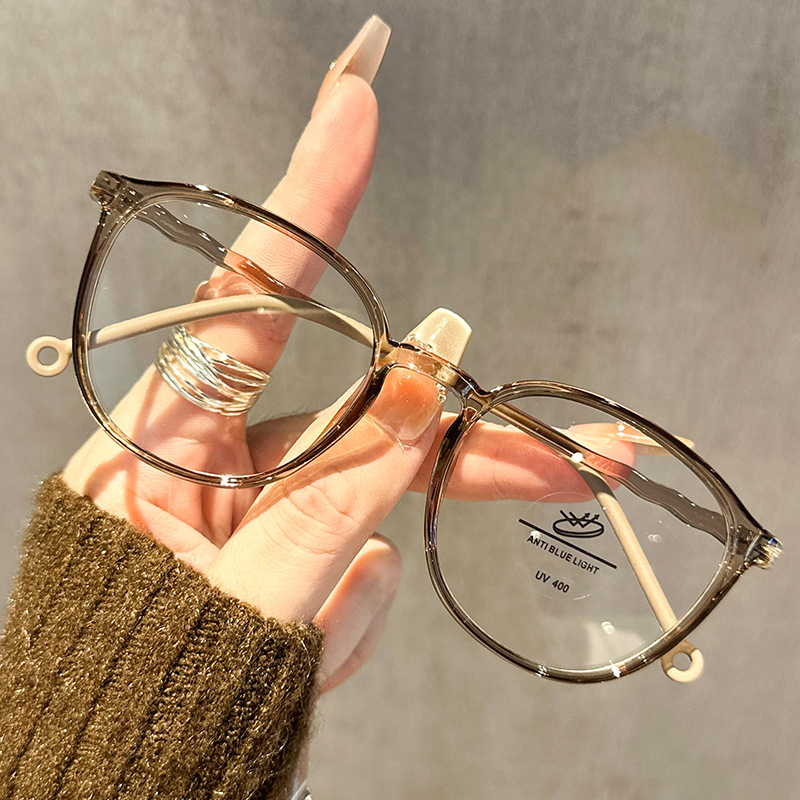 TR90 Fashionable Glasses Frame For Women Without Makeup Blue Light, Square And Round Face, Large Frame Eye Frame 9029
