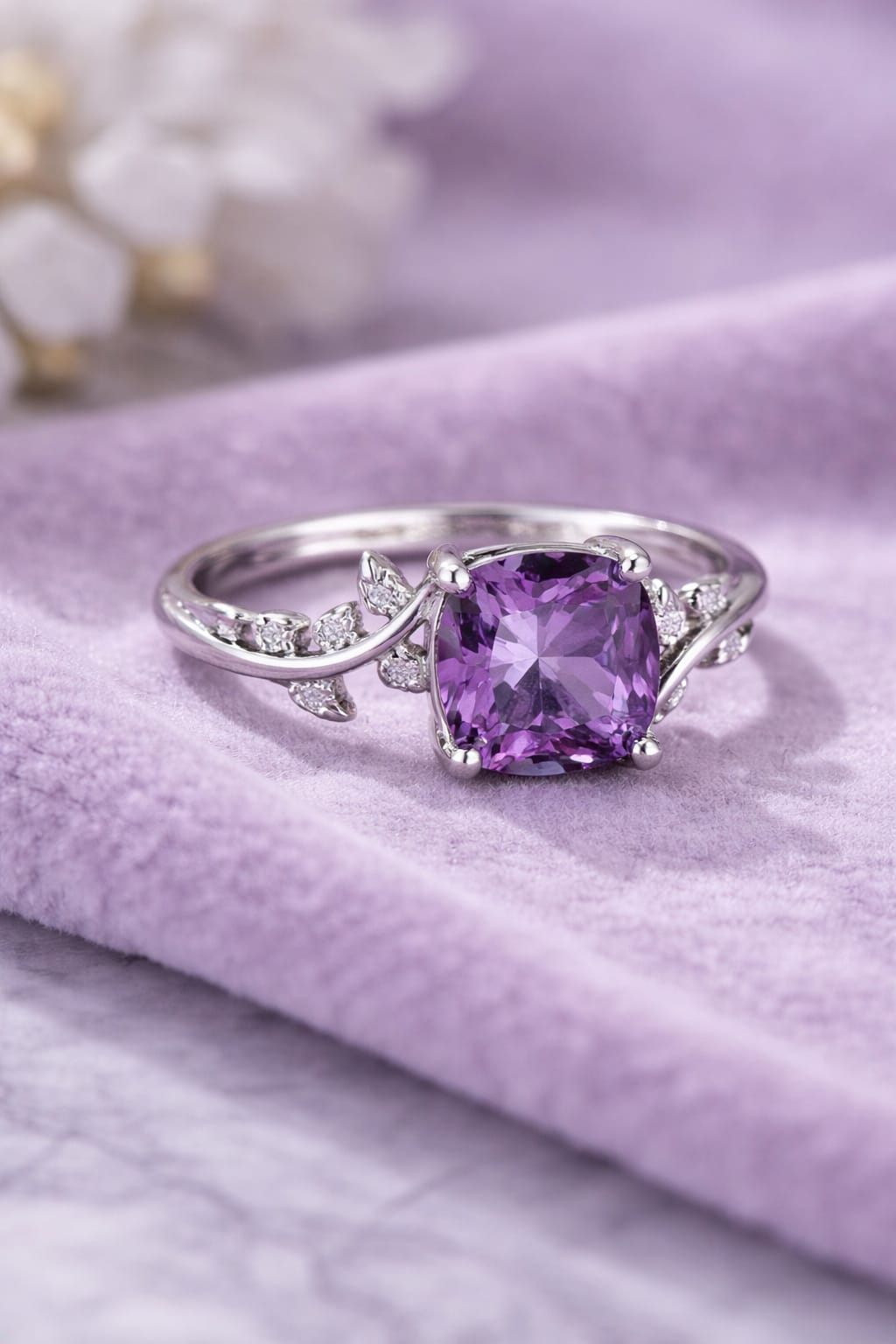 Purple Zircon Engagement Ring for Women Shiny Purple Stone Ring for Girls Fashion Jewelry Gifts for Girls