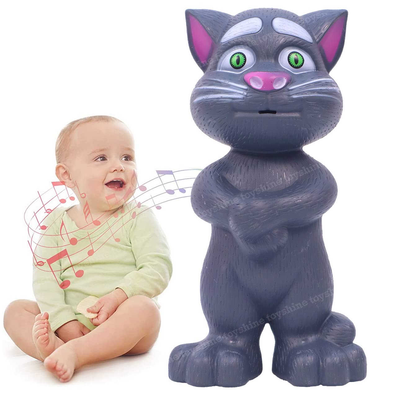Mimicing Repeat What You Say Talking Cat with Stories and Songs, Touch Functions and Music, Funny Toy for Kids Birthday Girls Boys Kids Toddler 2 3 4 5 Year Old- GREY
