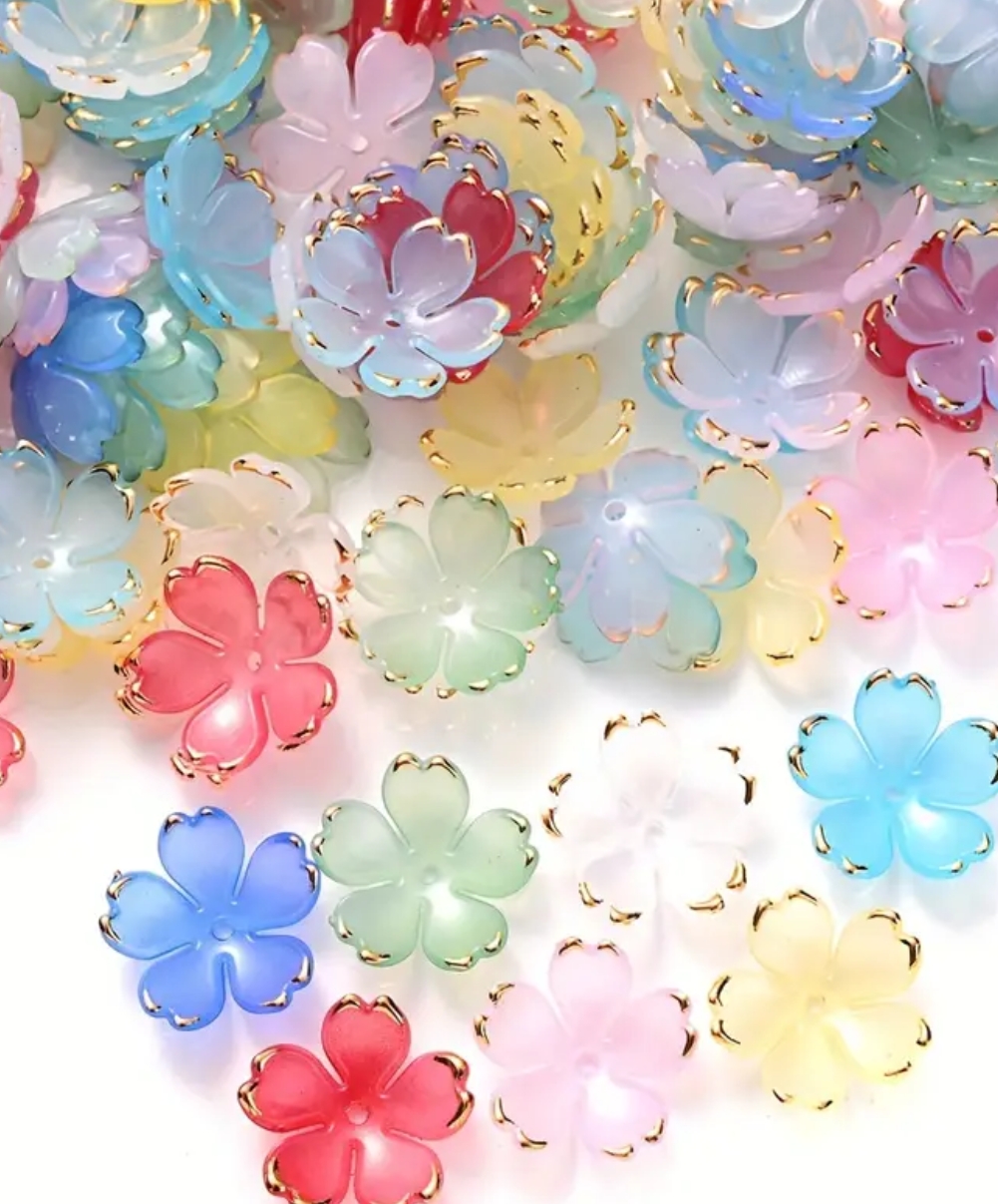50pcs/100 Pcs  Vibrant Mixed Color Acrylic Flower Beads, 19mm - Ideal for DIY Jewelry & Women's Fashion Accessories Crafting, Charms for Jewelry Making