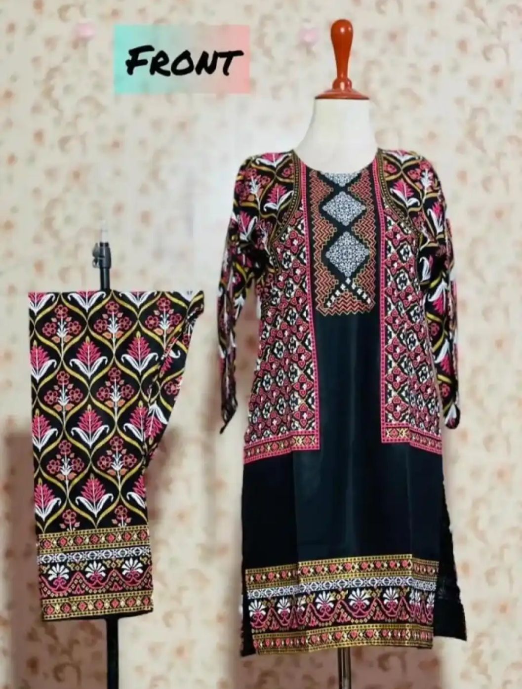 New stylish collection stitched 3D printed jacket 2pc dress for women and girls