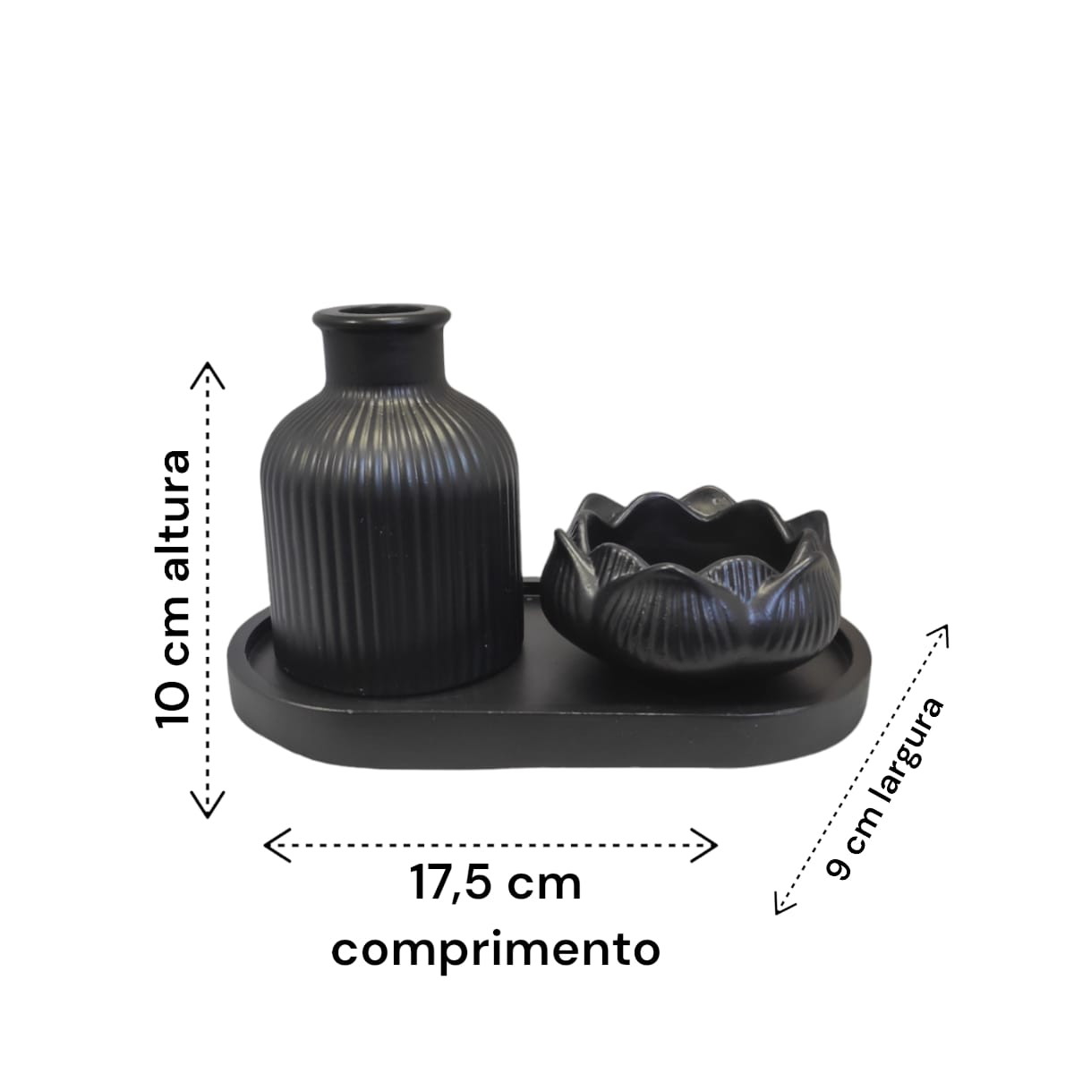 3 pcs minimal decor (1 mini vase+1 lotus jar+ovel tray)best for home decor