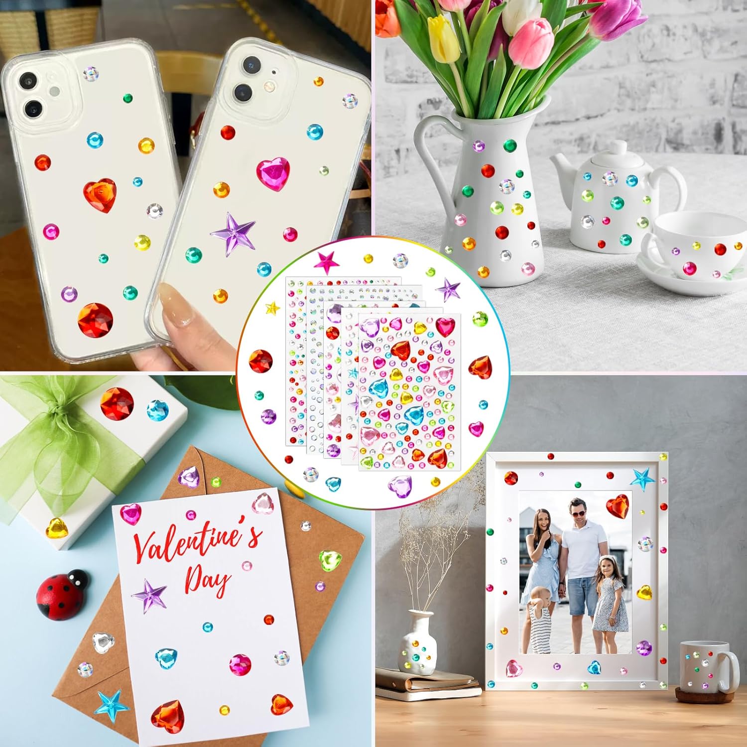 pack of 1 PCs Colorful Gem Stickers | Self Adhesive Crystal Stones for Craft, DIY, Hairstyle & Wedding Decoration