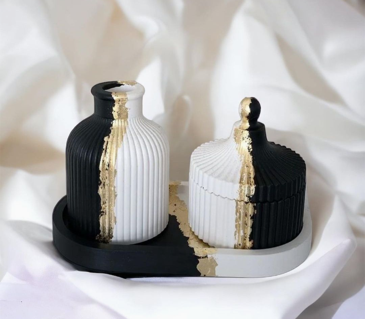 Decorations pieces for home (set of 3 pieces) Oval Tray+jewelry box+flower vase + FREE GIFT 🎁 💯 real and original product
