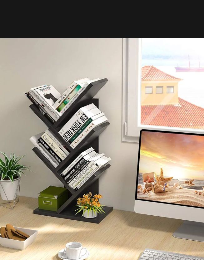 customized color and design tree stye design book shelf rack 5 tier ...