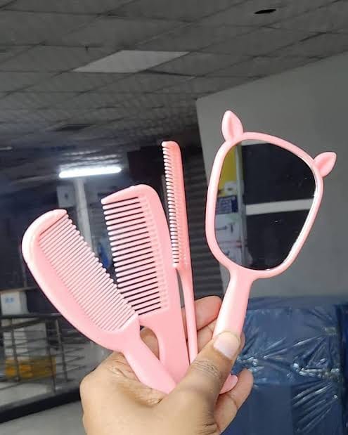 Pink Comb and Mirror Set