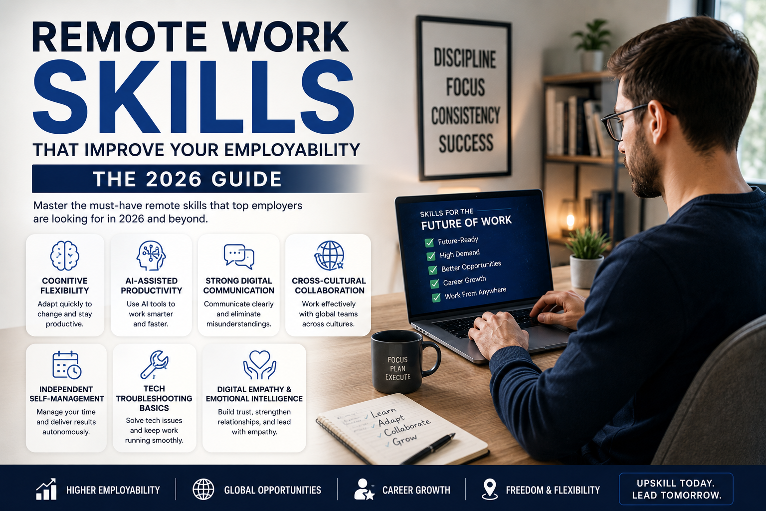 Remote work key takeaways – learn, adapt, collaborate, grow. Summary of essential skills for remote success in 2026.