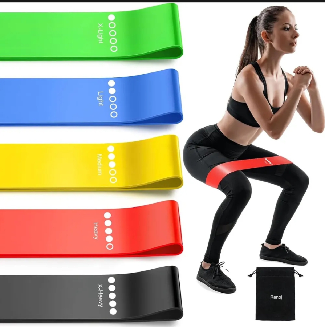 5PCS Resistance Bands Set for Workout – Non-Slip Hip Bands for Gym, Yoga, Squats & Home Fitness (Light to X-Heavy)