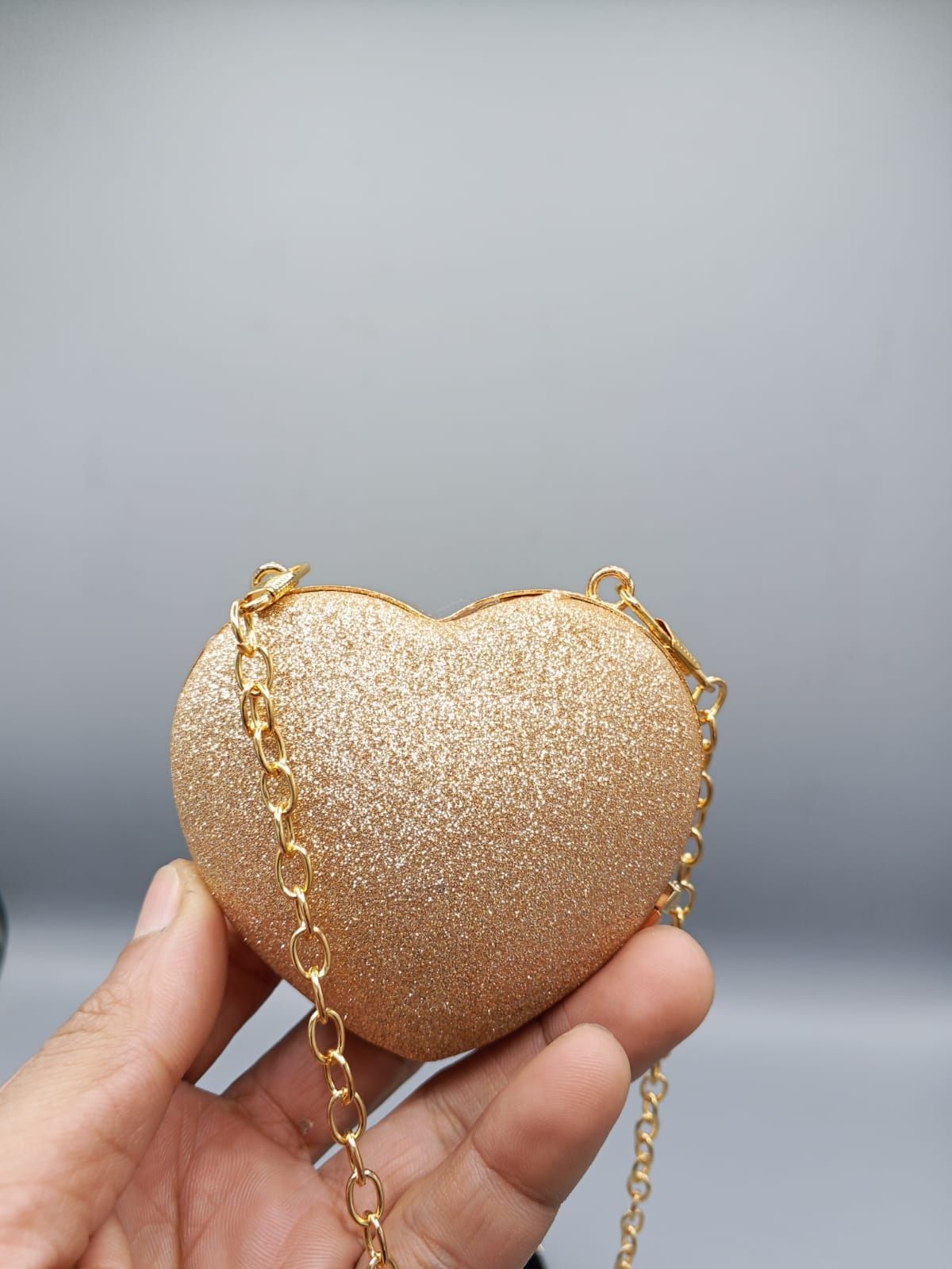 Sparkly Heart Shaped Clutch Bag – Glitter Evening Party Purse for Women
