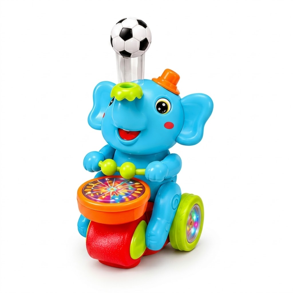 Musical Elephant Toy for Kids – Dancing & Drumming Elephant with Music, Bump & Go Function, Educational Interactive Toy