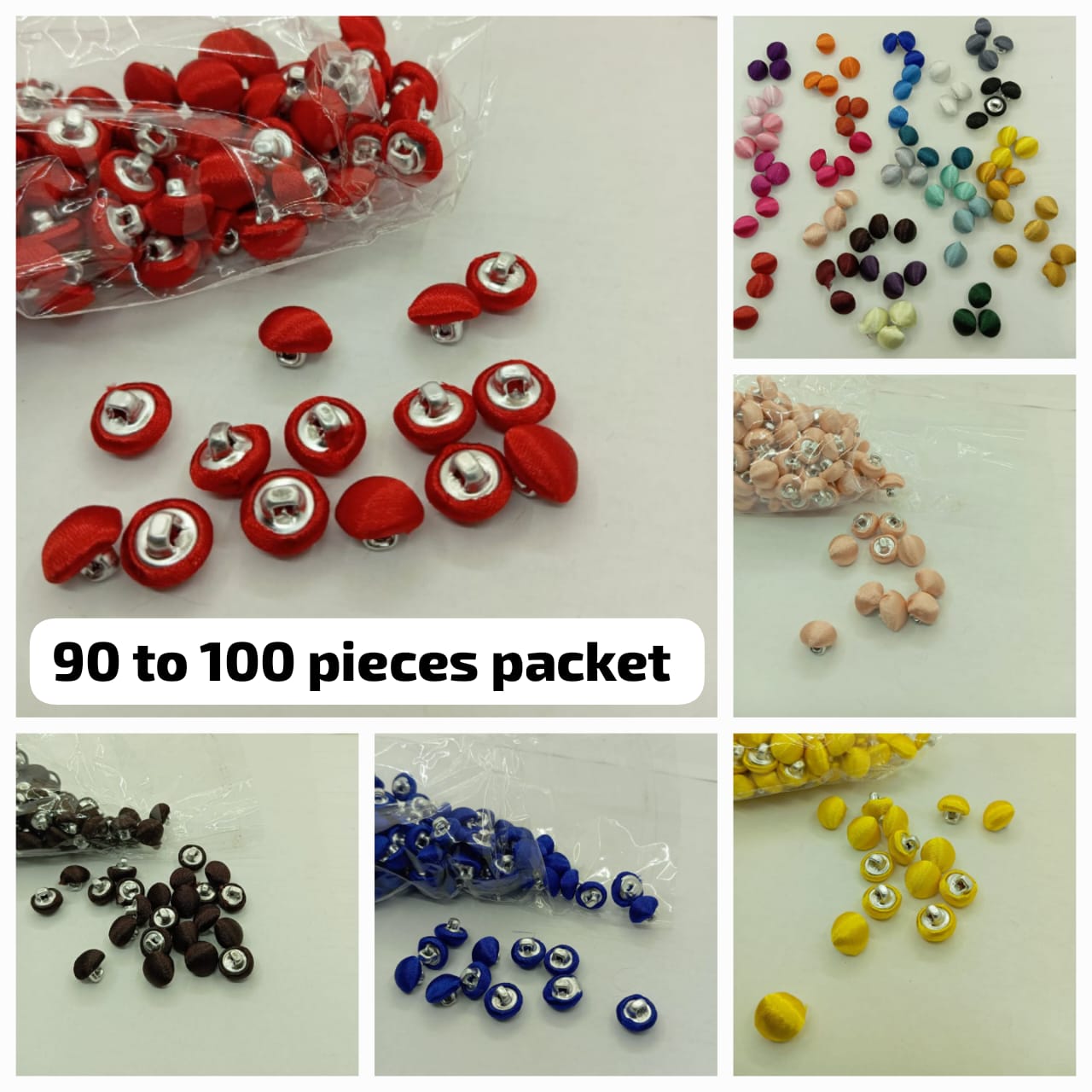 Silk Fabric Buttons (90-100 pieces) Covered Metal Button Collection - Versatile Premium Buttons for Women’s Fashion, Clothing, Dresses, Suits, Kurtis, Shirts, Jackets, and DIY Craft Projects