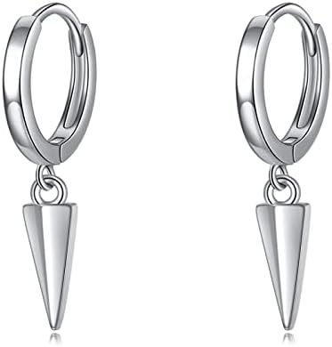 "Black Stainless Steel Hoop Earrings with Spike Drop – Punk Rock Style for Men & Women"