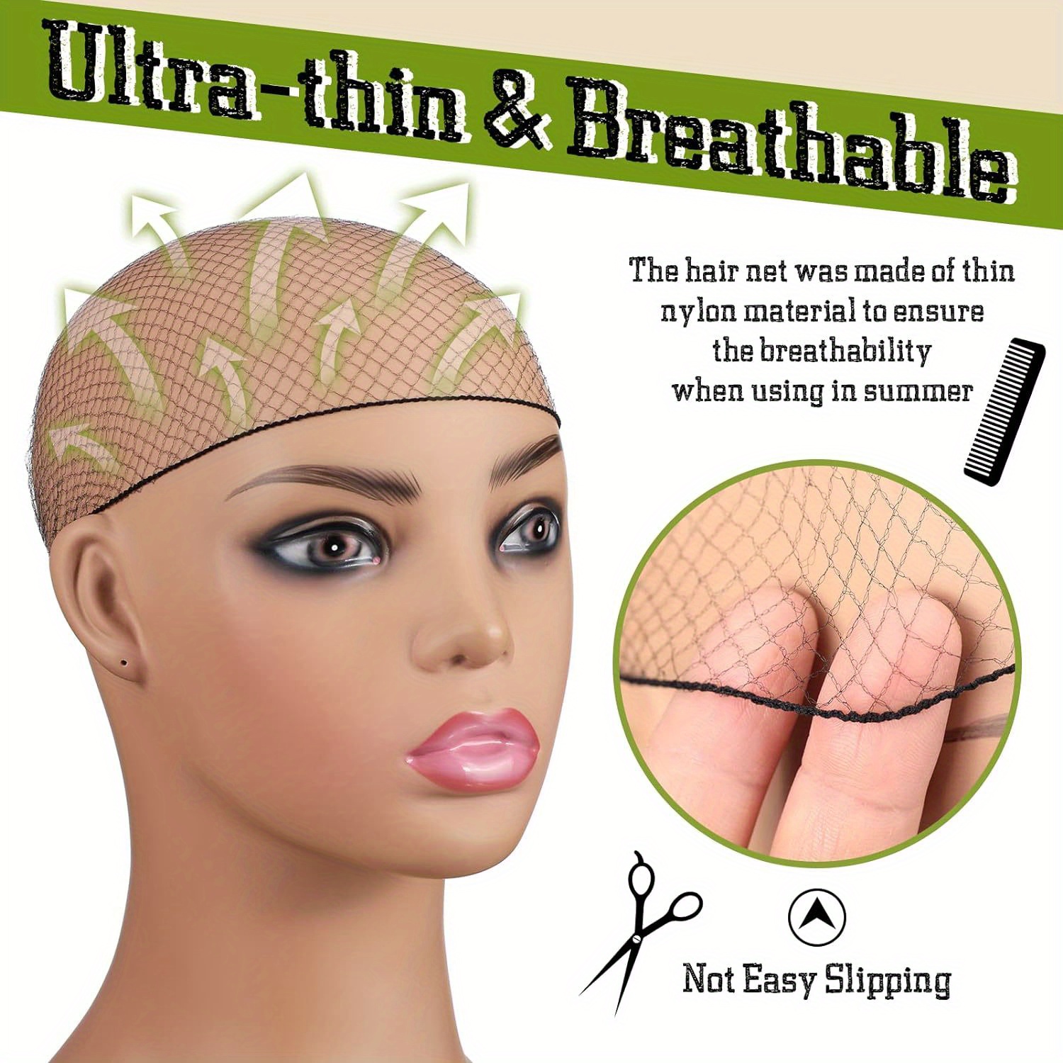40Pcs 20 Inch Elastic Invisible Hair Nets Stretch Mesh for Catering Ballet Bun Sleeping Women Wig Hair Care Styling Accessories