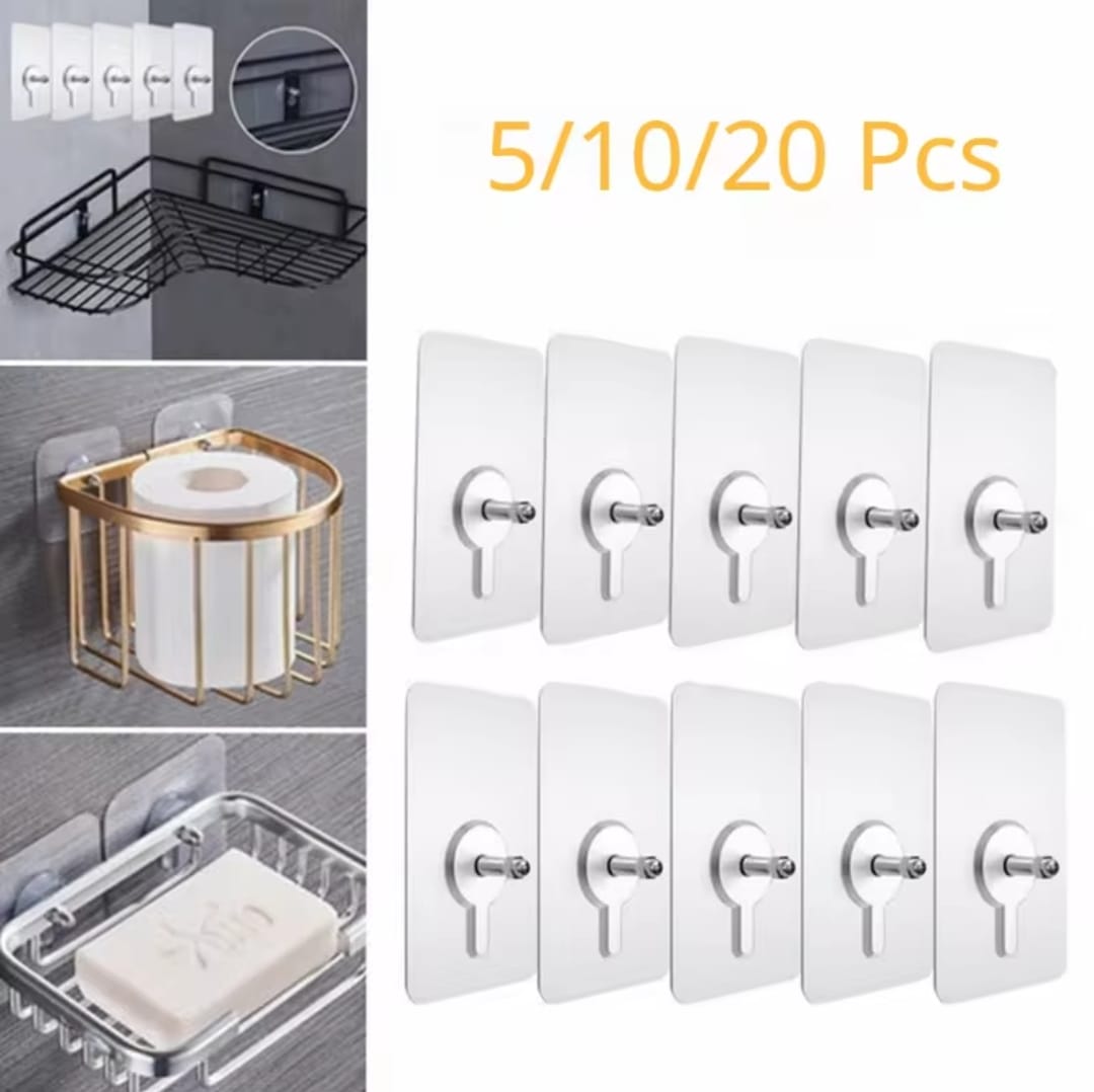 Pack 2 5 10 20 Pcs Self Adhesive Screw Hook
Stickers Heavy Duty Drill and Nail Free Sticky Suction Cup
Wall Hanging Hooks Transparent Punch Free No Scratch
Strong Ceiling Hanger Hook Sticker