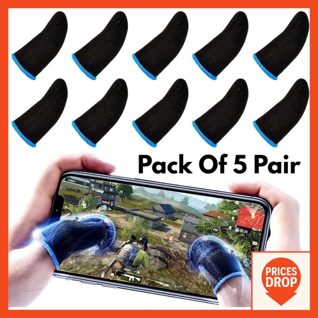 0.9🎮 Black Mobile Gaming Thumb Gloves | Finger Sleeves for Ultra Smooth Touch & Quick Response | Sweat Resistant Gaming Accessory for Better Control & Precision