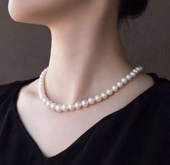 1pc Minimalist Style White Single-Strand 8mm Pearl Necklace For Women, Suitable For Birthday Gifts, Daily Parties, Banquets, Etc.