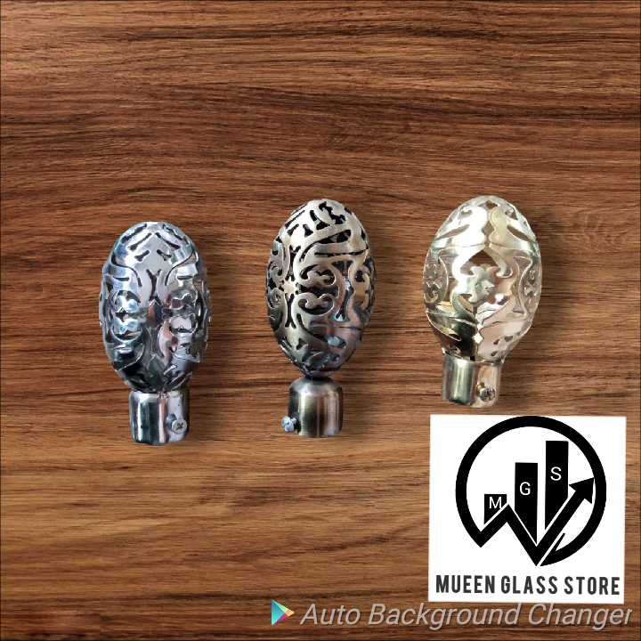 Pack Of Pair Curtain Rod stopper / Imported Quality | Steel Net Ball Oval Shaped stopper For rod End As Décor | MGS BRAND |