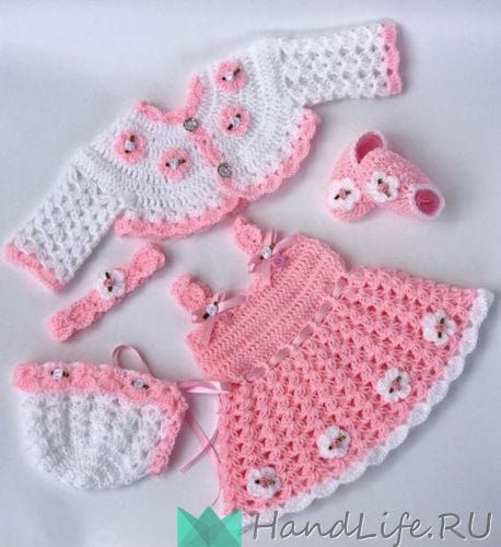 crochet handmad full frock set for baby girl Daraz.pk