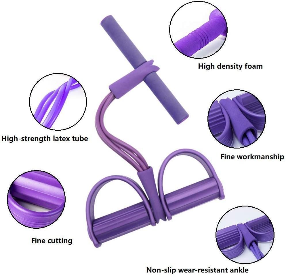 Tummy Trimmer Belly Fat Burner| Double Spring Pull Reducer Resistance Band with Foot Pedal| 4-Tube Elastic Yoga Abs Abdominal Workout Equipment for Weight Loss, Arm Muscle Builder & Core Strength Training – Home Gym Fitness Body Exerciser for Men & Women