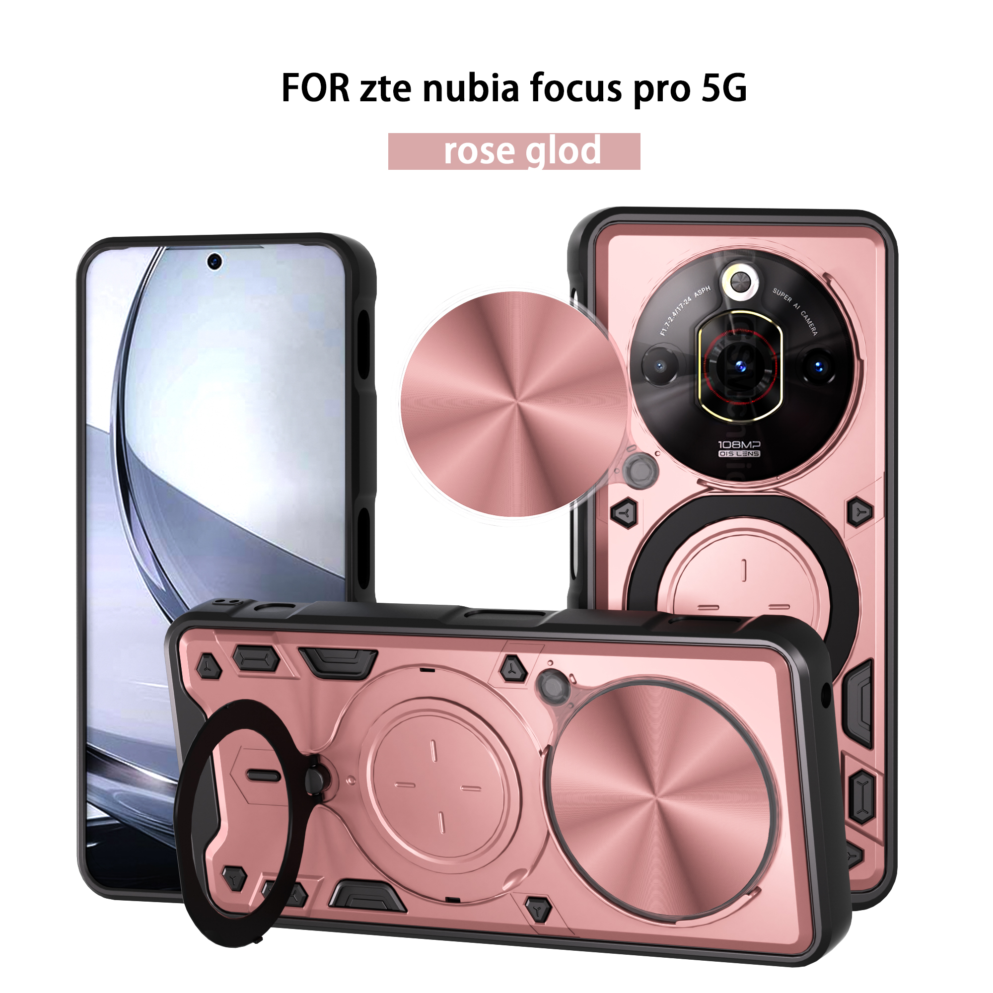 For  Nubia Focus Pro Phone Case Focus Pro 5G Case Heavy Duty Rugged Armor Magnetic Bracket CaseSlide Camera Protection Cover
