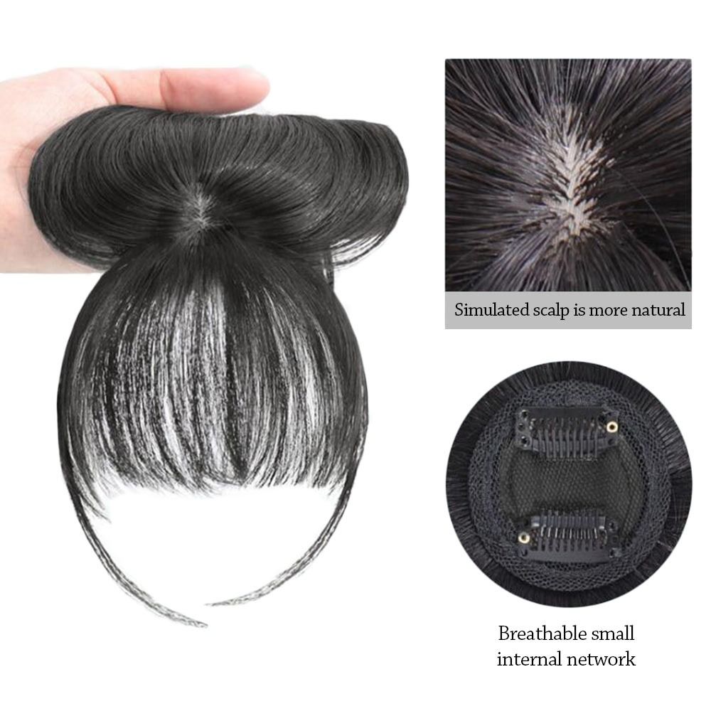 Fashion 3D Natural Bangs Invisible Middle Part False Bangs Synthetic Clip-In Side Fringe Hairpieces Women