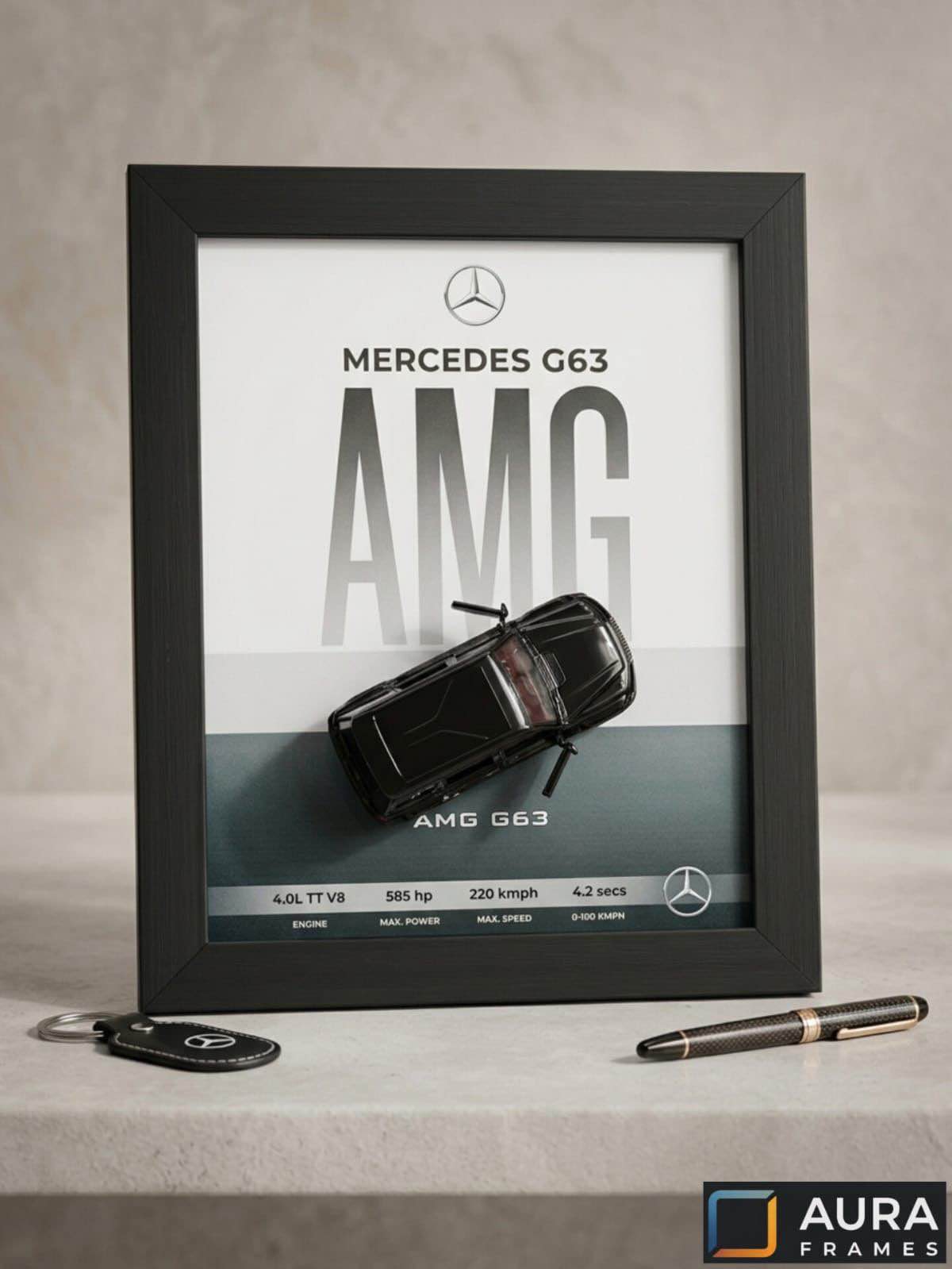 Customized 3D Metal Car Frame (size 8 × 10 ) , car frame , car frames for wall , car frame for room ,Mercedes AMG G63 3D Floating Car Frame | Luxury Wall Decor | Die-Cast Model Display Frame | Gift for Car Lovers | Home & Office Decoration