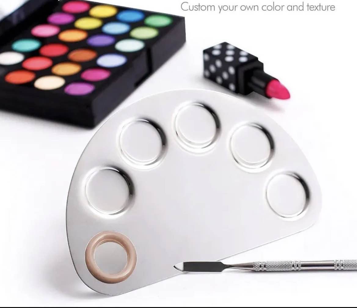 Acrylic cosmetics Face Makeup Palette Spatula Transparent Foundation Mixing Make Up Tool Stainless steel Hands -Free Nail Stamping Plates Make Up Accessories For Beauty