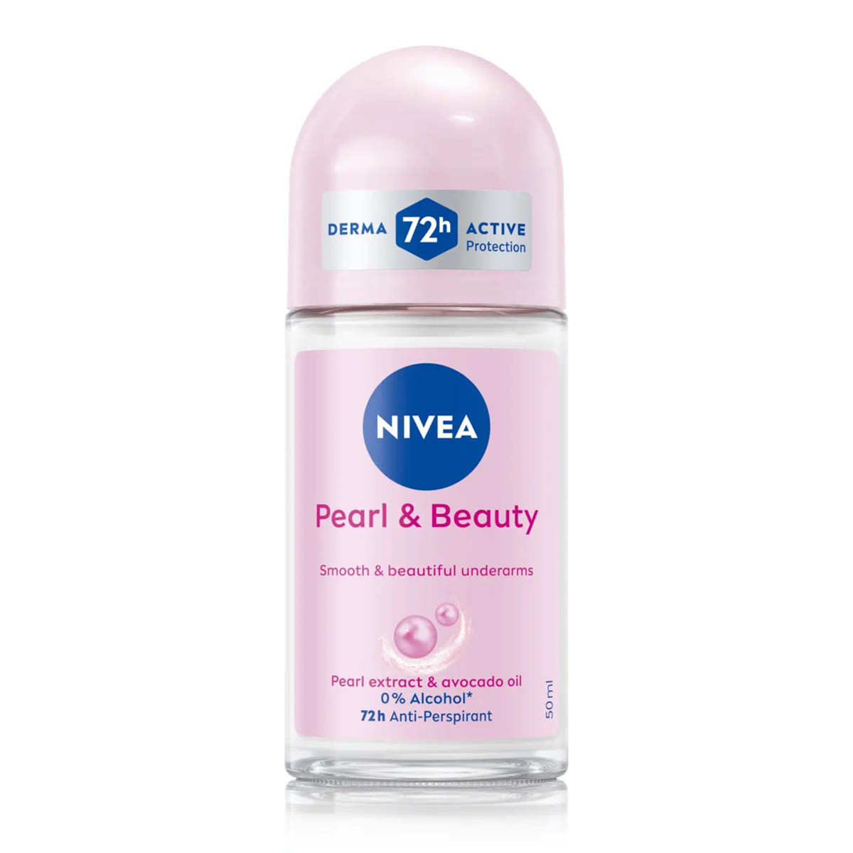 NIVEA Pearl & Beauty Roll-On Deodorant for Women 50ml | 72-Hour Sweat & Odor Protection | Alcohol-Free