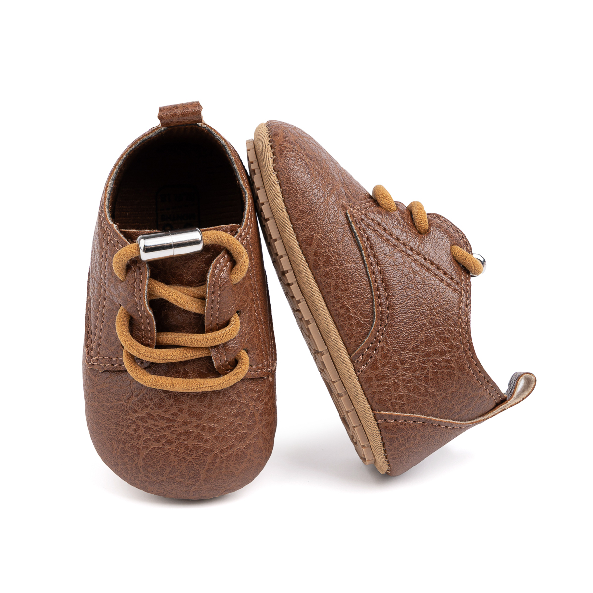 Boys Girls Shoes Retro Leather Casual Sneakers Lace Up Wear-resistant  Soft Anti-slip Sole Toddler First Walkers 2-colors