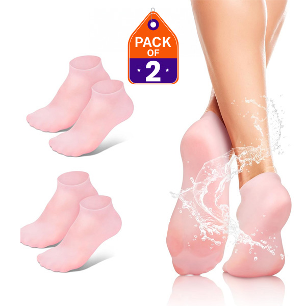 Pack of 2 & 1 Silicone Moisturizing Foot Socks, Soft Silicone Socks, Anti Slip Gel Spa Socks Softening Feet Dry Cracked Skin, Silicone Socks for Women Foot Care After Pedicure Multiples pack