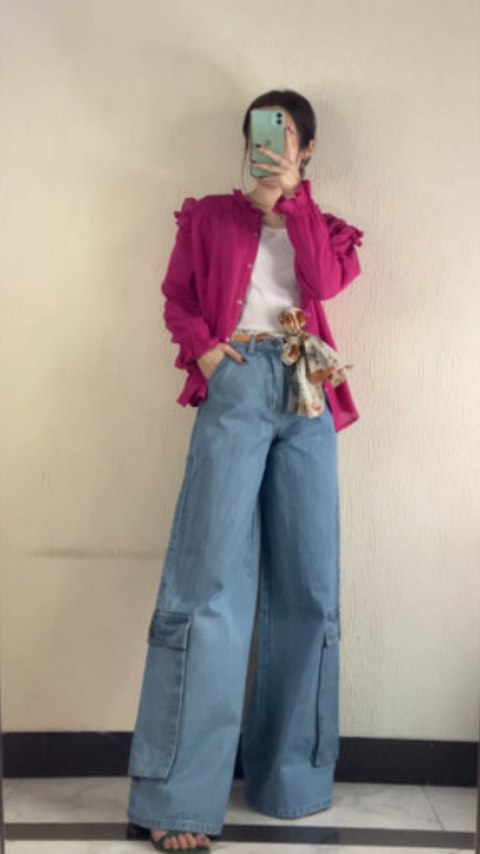 Elegant High-Waist Flared Jeans for Women, Plus Size Wide Leg Denim Pants