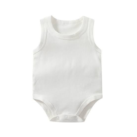 3pcs Sleeves less Plain Romper for kids Girls boys