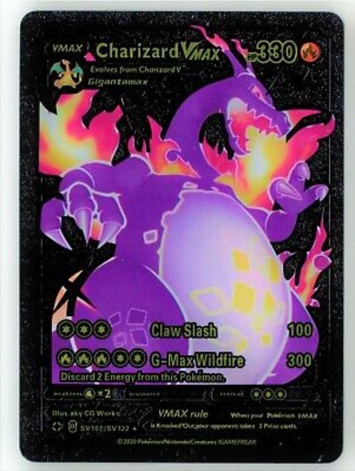 charizard vmax 330 pokemon card value HP330 Black Foil Fan Art SV107/SV102 Version 2 this card is the perfect way to showcase your collection. Charizard VMAX 2021 Pokemon Shining