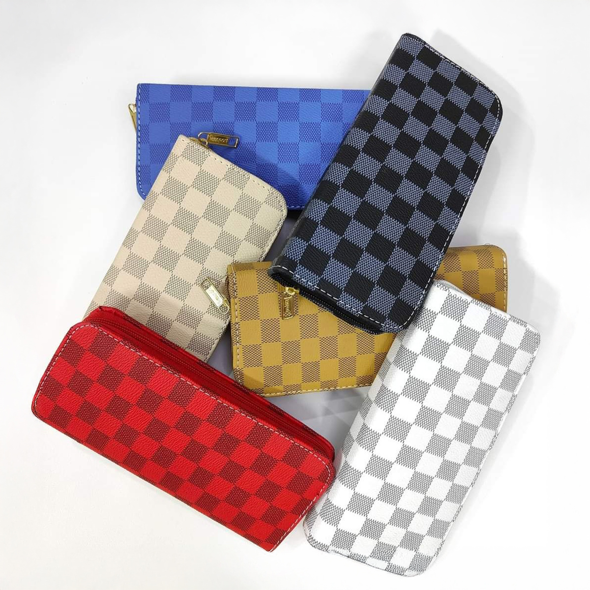 Elegant Leather/Canvas Clutch with Monogram/Pattern Design, Cardholder, and Multi-Pocket Organizer