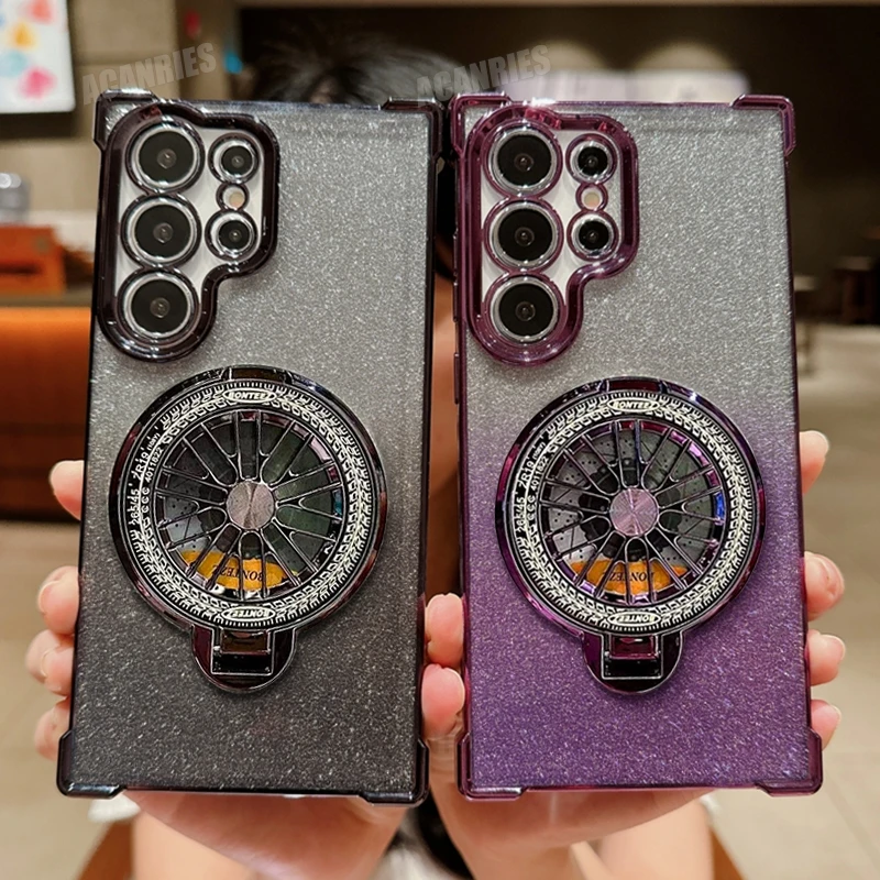 Plating Rotate Holder Case For  S25 S23 S22 21 20 S24 FE Plus Note 20 Ultra A56 A36 26 16 06 55 35 25 15 05/S Stand Cover