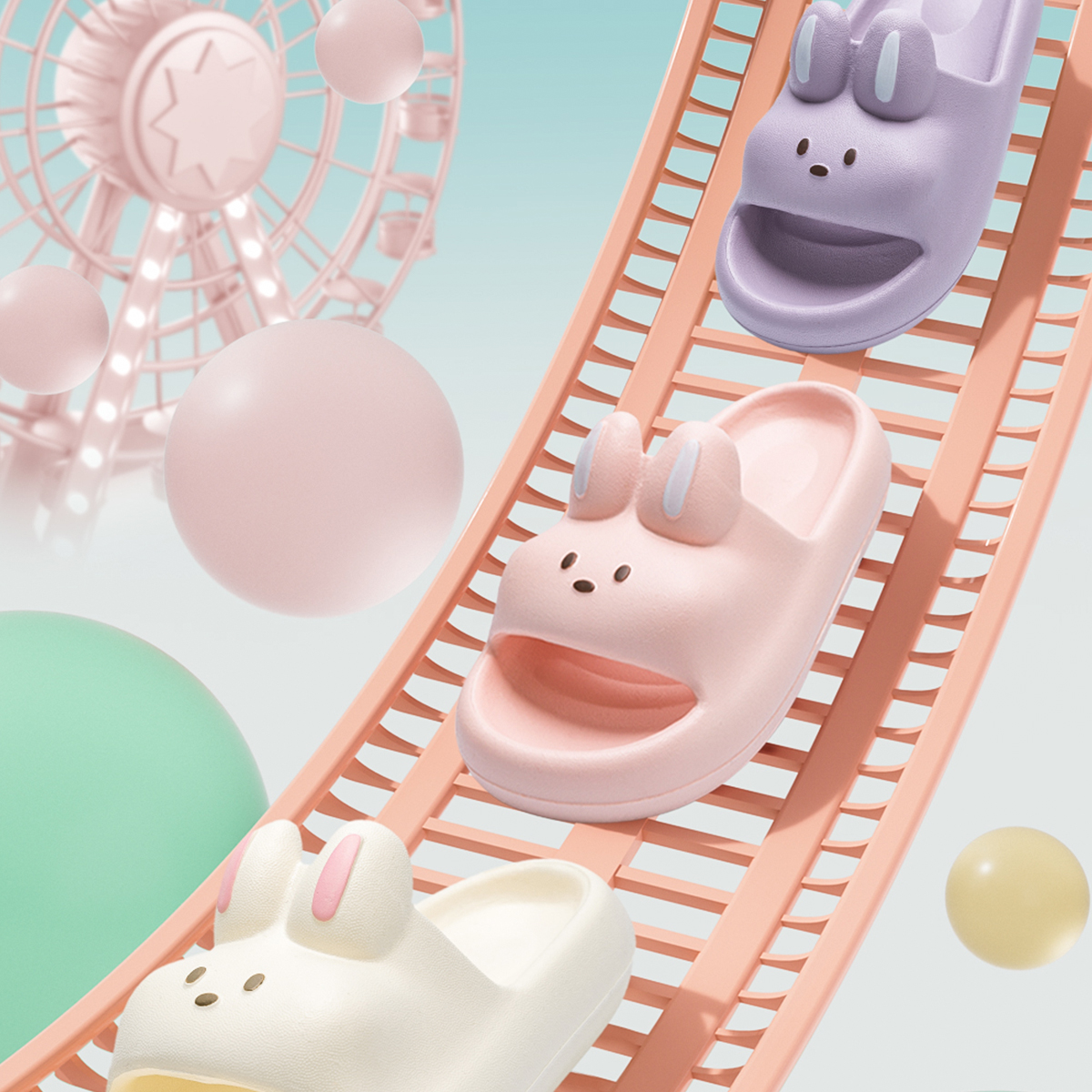 Cartoon Rabbit Children Slippers Heightened Thick Bottom Indoor Outdoor Slippers Comfortable Soft Children Home Slippers
