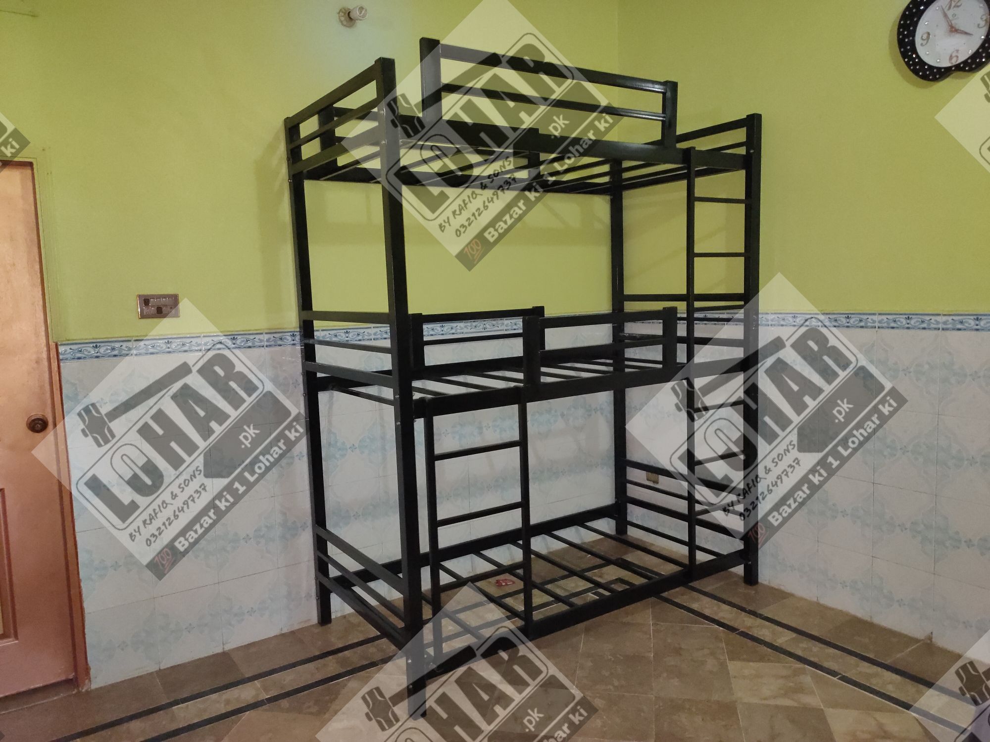 Triple Storey Bunk Bed Metal Frame / Space Saving Loft Over Bed / Triple Dacker Iron Bunker Bed