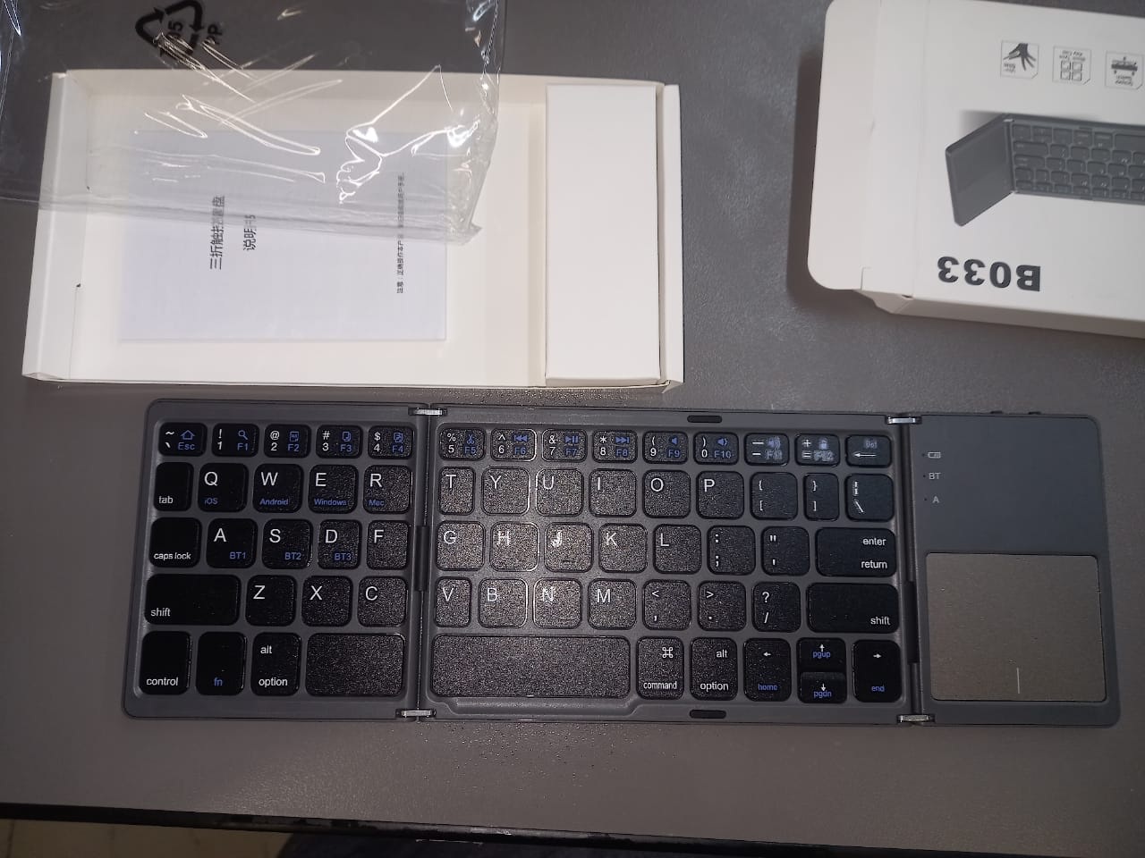 Foldable Keyboard with Touchpad – Tri-Fold Bluetooth Wireless Keyboard, Portable Ultra Slim Rechargeable Keyboard for iOS Android Windows Tablet Laptop Smartphone