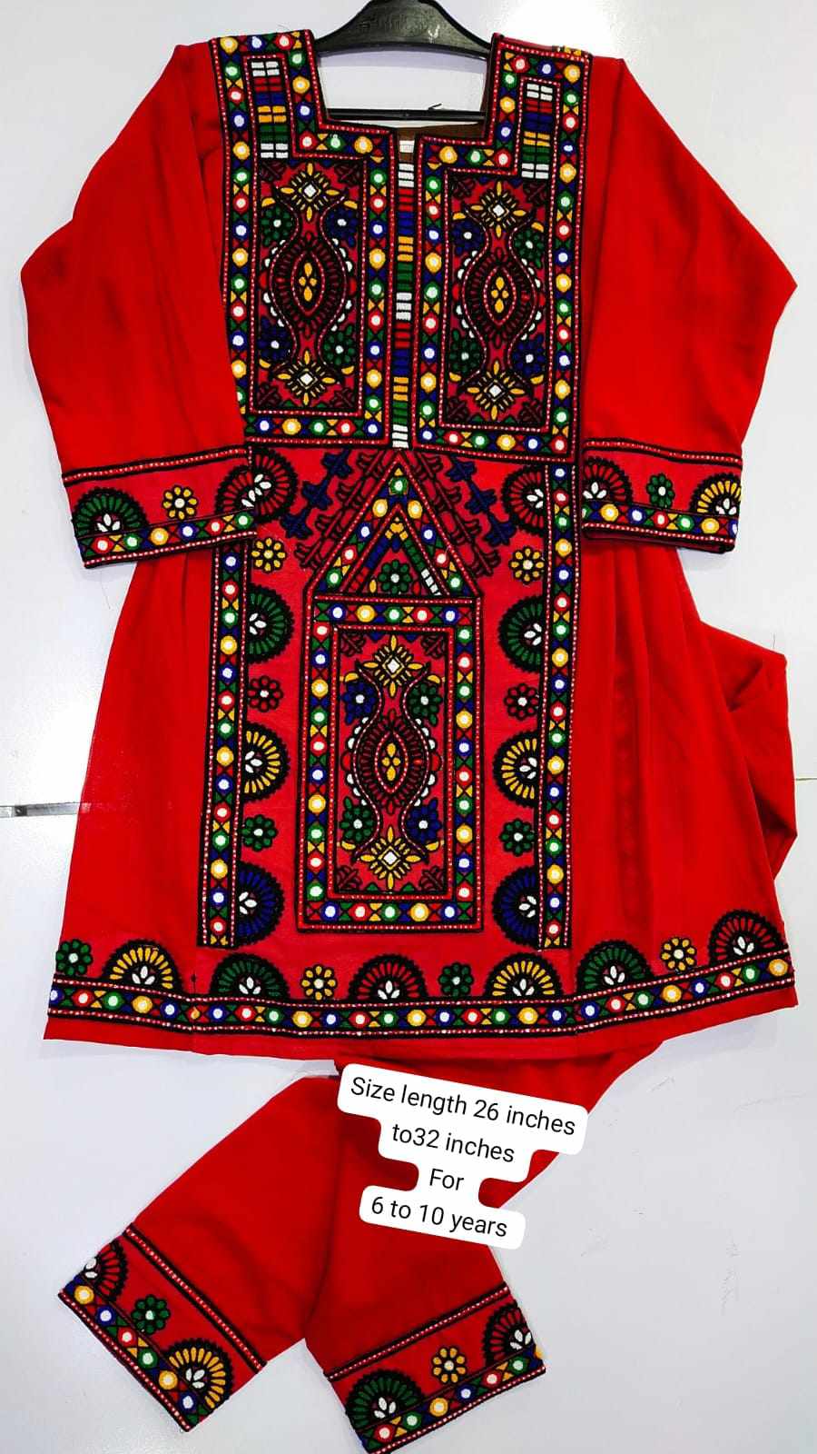 girls Balochi ghagha Frocks kundi work