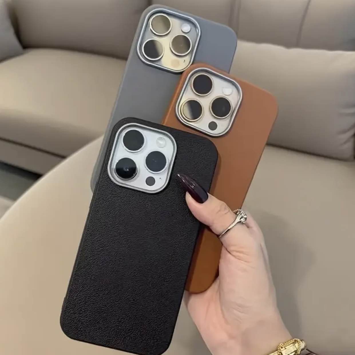 Luxury Leather Case With Camera Lens Protection Technology