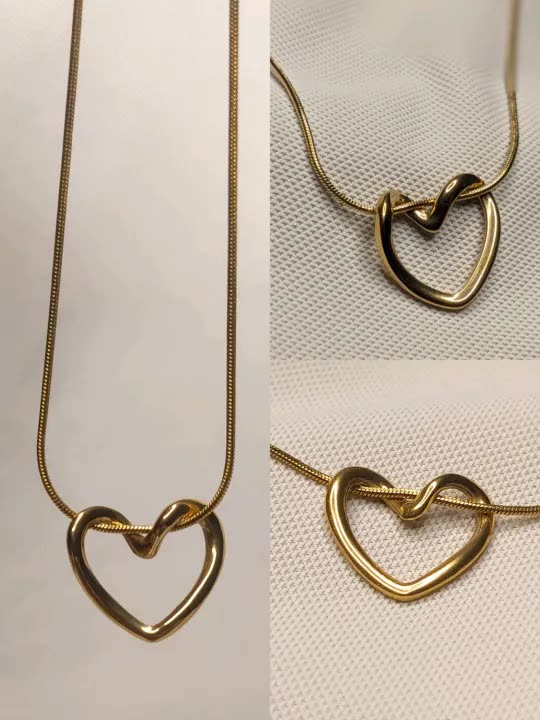 Love Heart Necklace for Girls – Gold Polished Chain | Trendy Gift Jewelry for Women & Teens