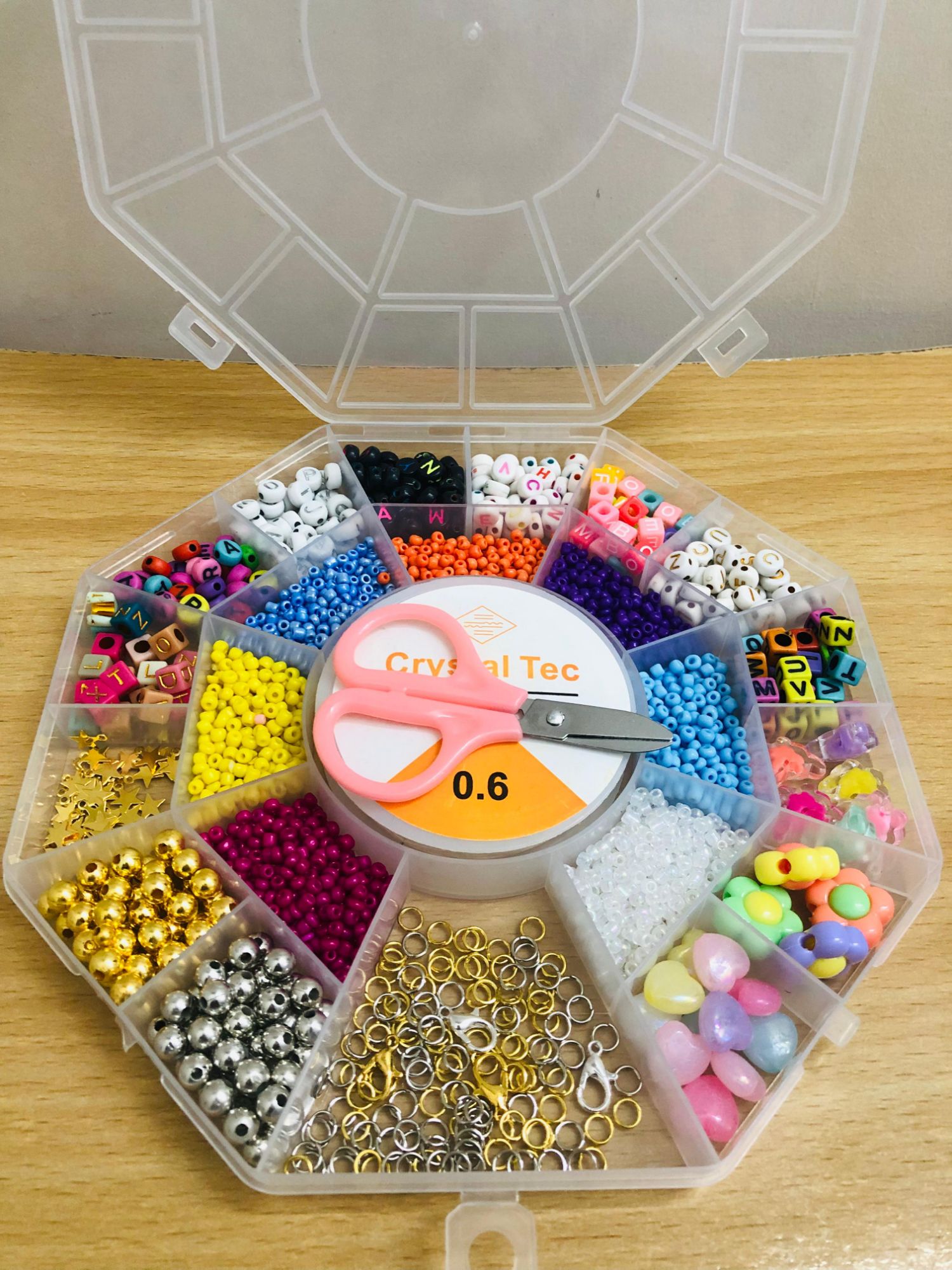 DIY Beads box for making jewelry items with thread tag & scissor
