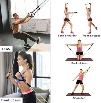 Resistance Bands Set & Push Up Stand Gym Equipment Set for Home Workout Training - Perfect Muscle Builder for Weights, Arms, Leg, Chest, Back, Glutes Exercises for Men & Women - Best Home Gym Equipment for Strength Training