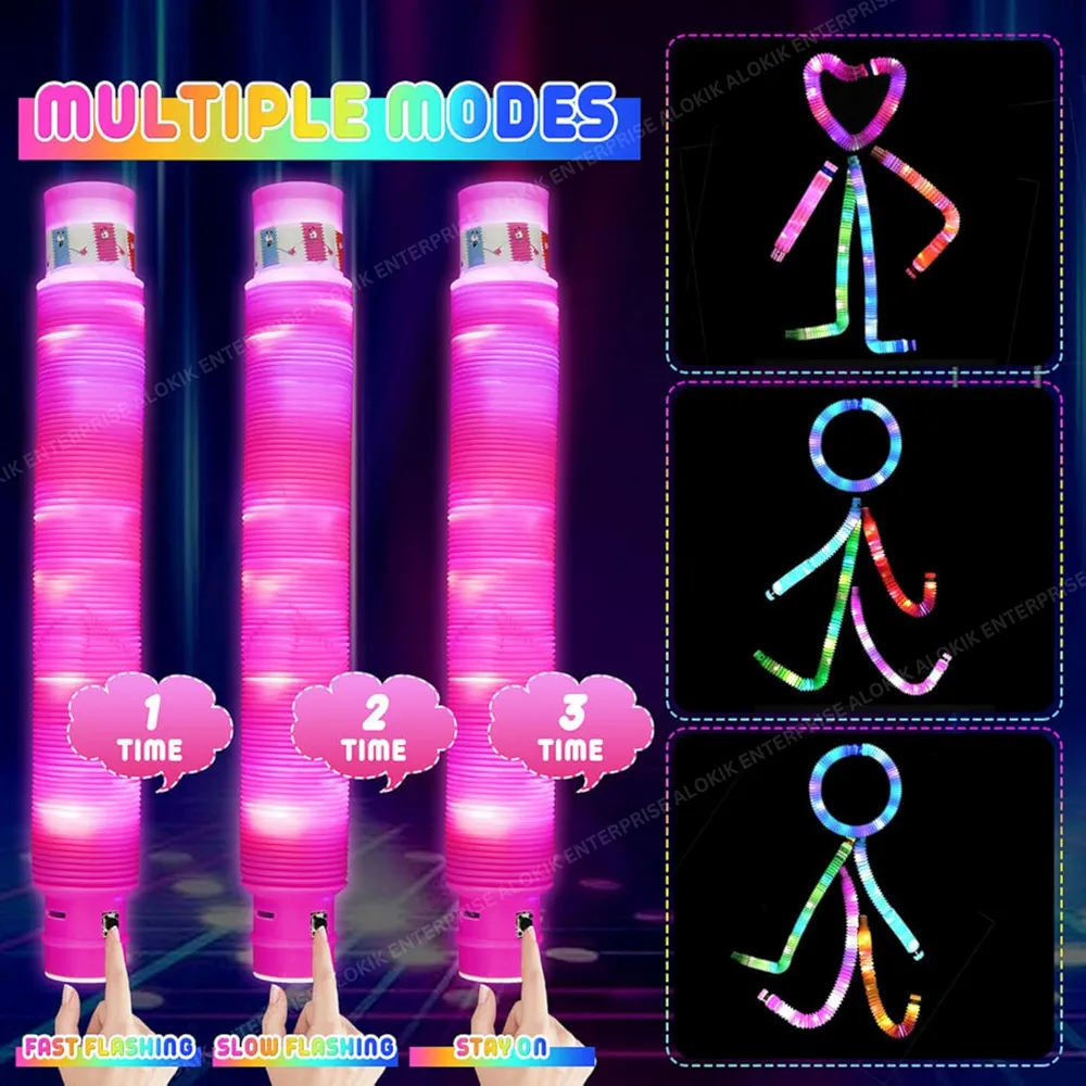 Led Light Pop Tube Toy Stretchy Bendable Pipe Toy Fidget Pop Toy Fidget Tube Toy Tube Sensory Toys