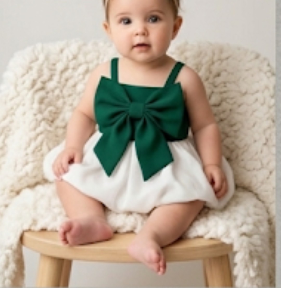 2 piece summer collection baby girl dress 14 August green shirt and white colour trouser