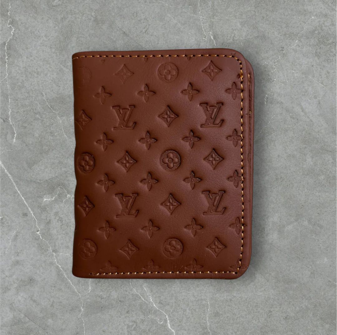LV Style Leather Wallet for Men – Premium Embossed Design | 6 Card Slots + 1 Cash Pocket | Slim Bifold Wallet